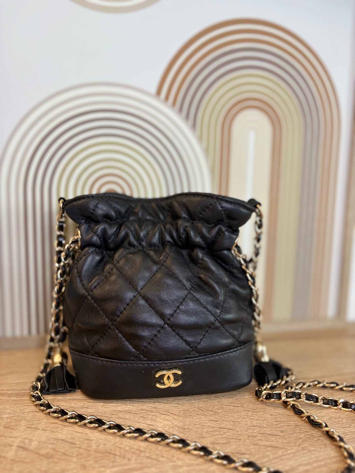 Chanel Drawstring Mini Bucket Bag – Lambskin Black